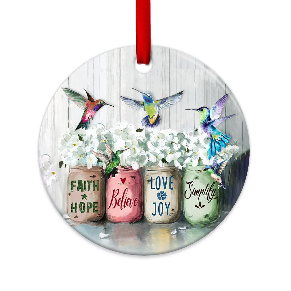 Hummingbird Faith 1 Ceramic Circle Ornament - Decorative Ornament - Christmas Ornament