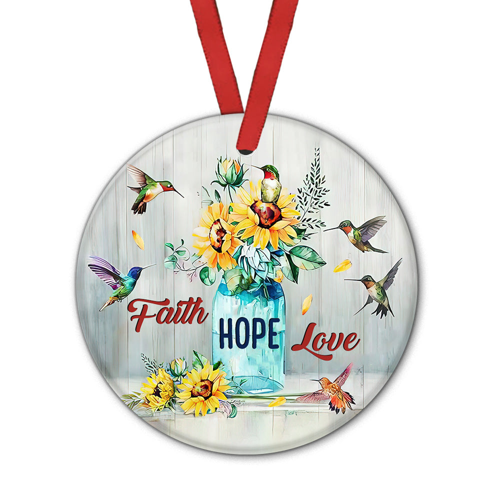 Hummingbird Faith God Ceramic Circle Ornament - Decorative Ornament - Christmas Ornament