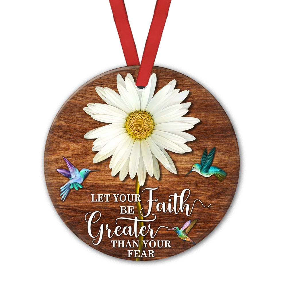 Hummingbird Faith Over Fear Ceramic Circle Ornament - Decorative Ornament - Christmas Ornament