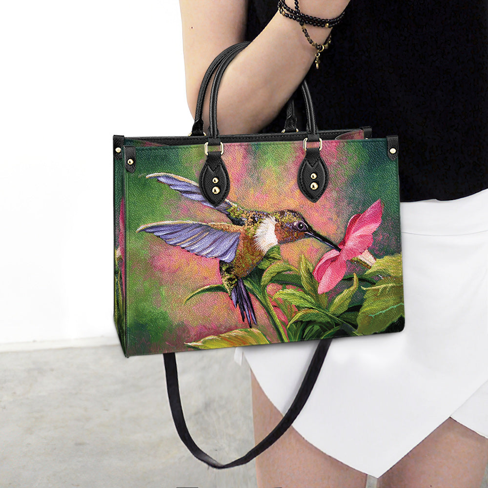 Hummingbird Flowers Beauty Leather Bag - Women's Pu Leather Bag - Best Mother's Day Gifts