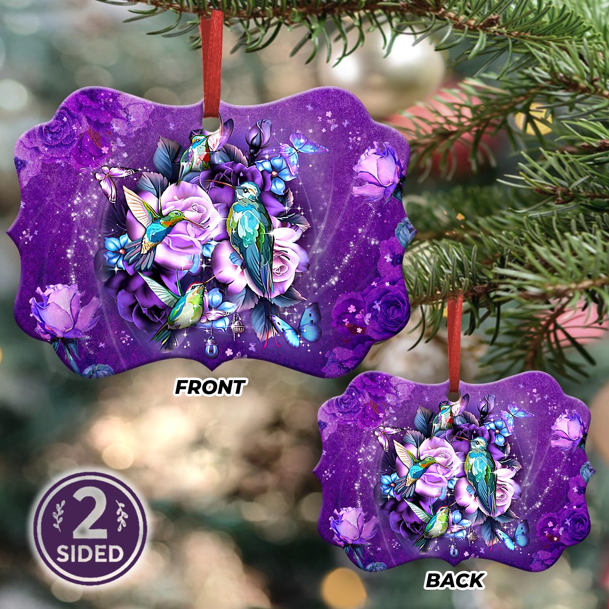 Hummingbird Magical Flower Metal Ornament - Christmas Ornament - Christmas Gift