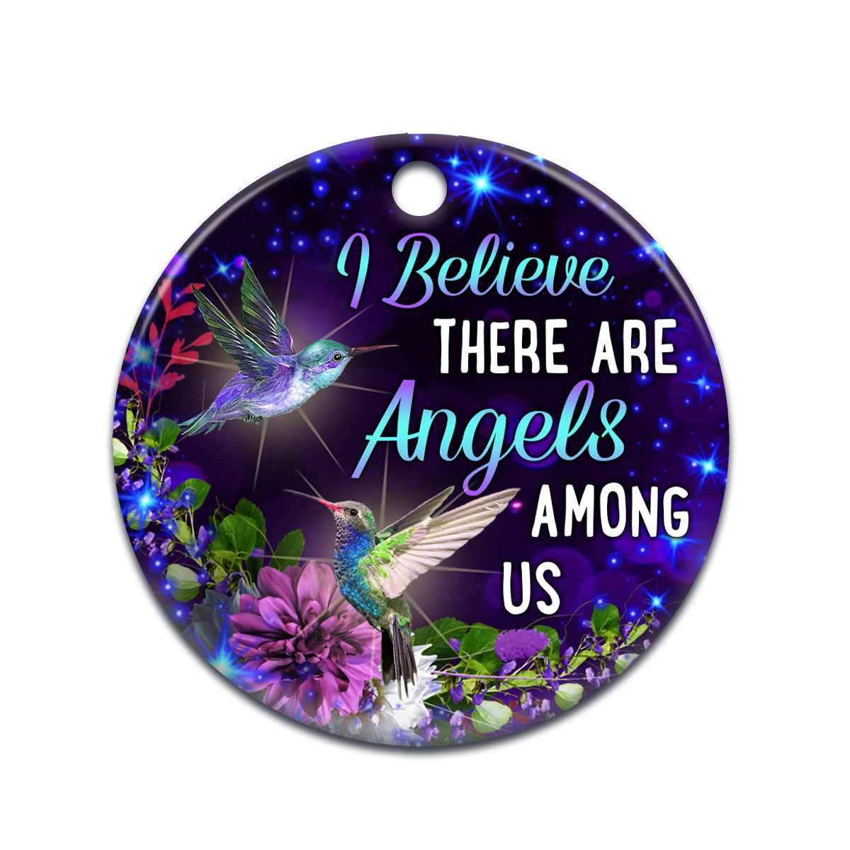 Hummingbird Memorial Angels Among Us Ceramic Circle Ornament - Decorative Ornament - Christmas Ornament