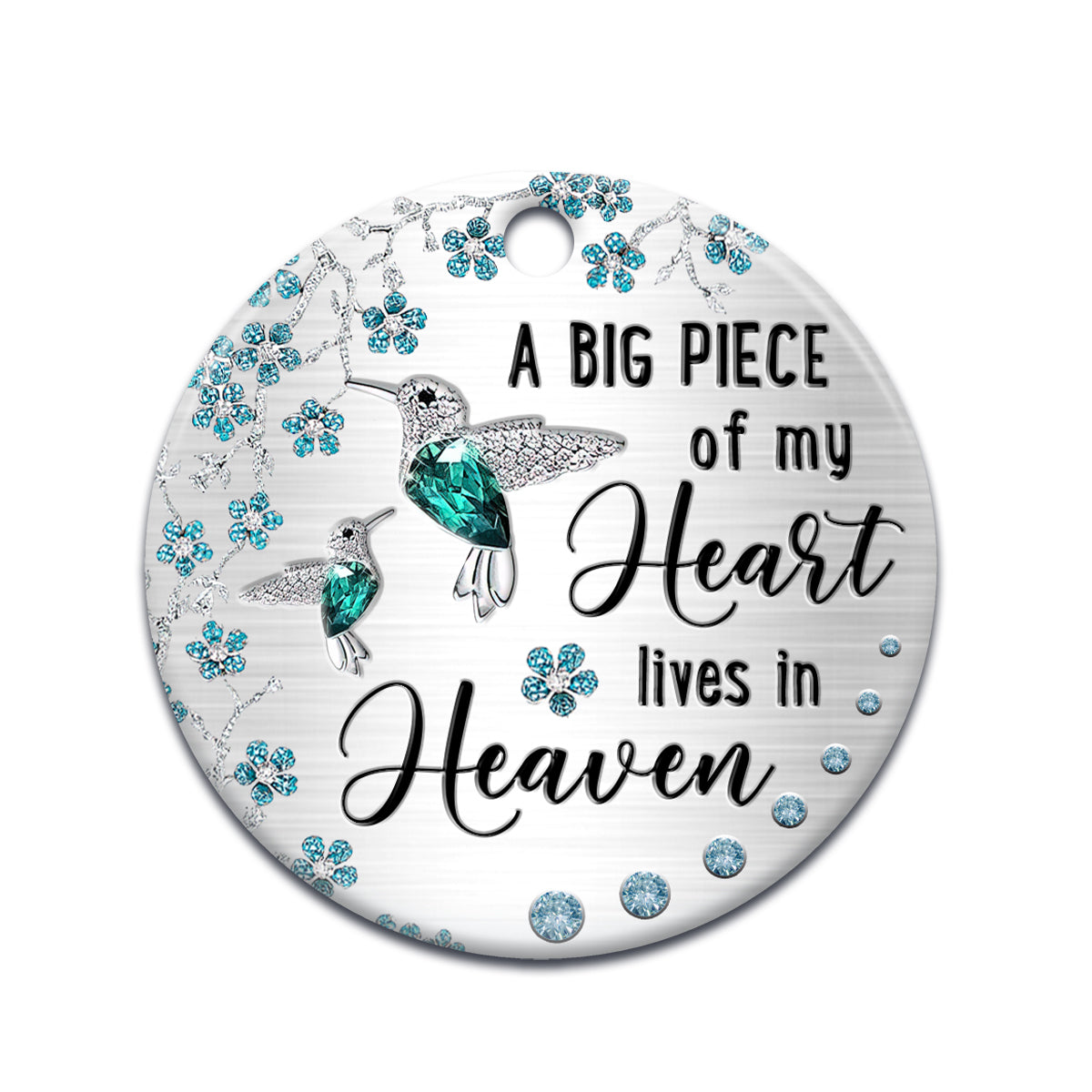 Hummingbird Memorial Jewelry Style 2 Ceramic Circle Ornament - Decorative Ornament - Christmas Ornament