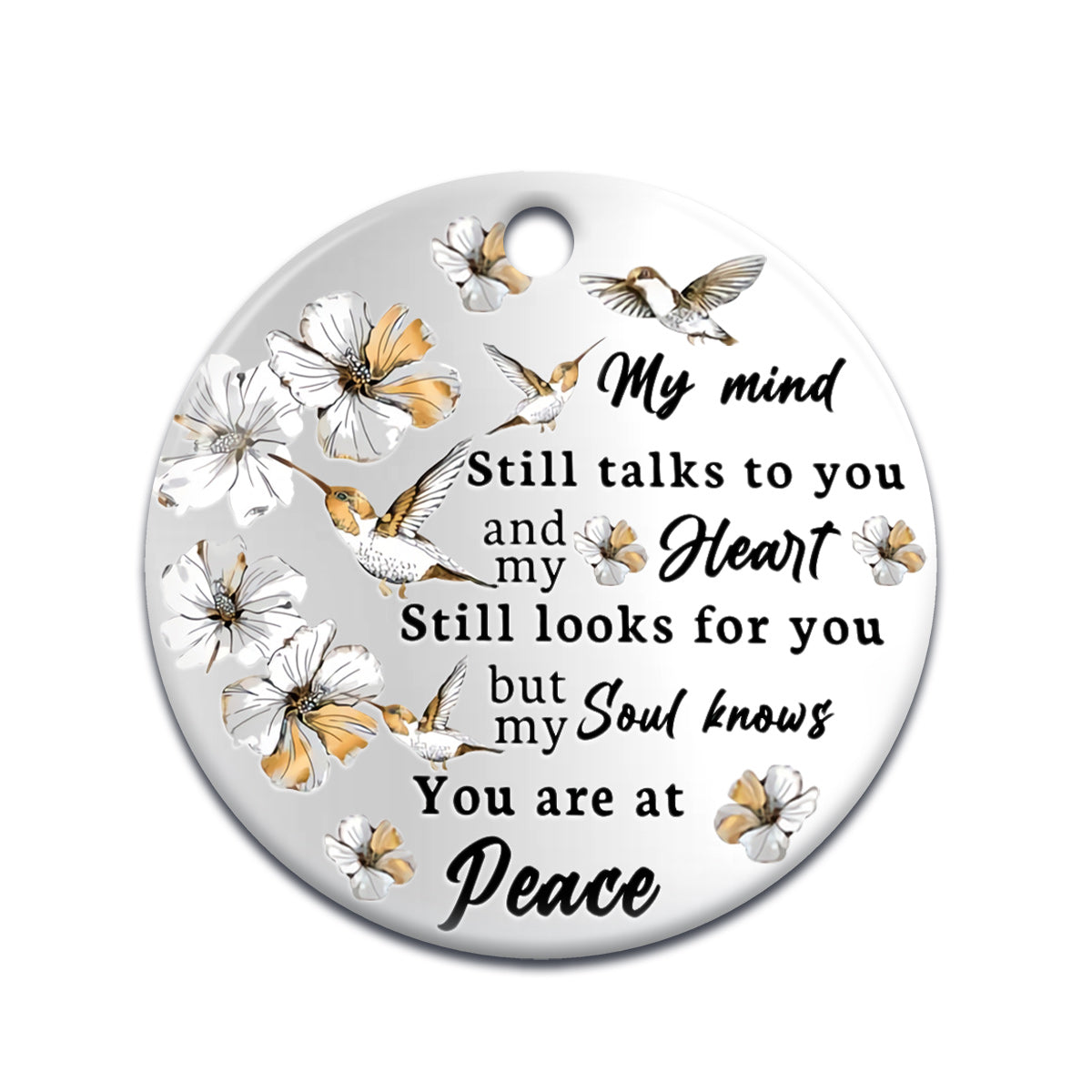 Hummingbird Memorial Jewelry Style Ceramic Circle Ornament - Decorative Ornament - Christmas Ornament