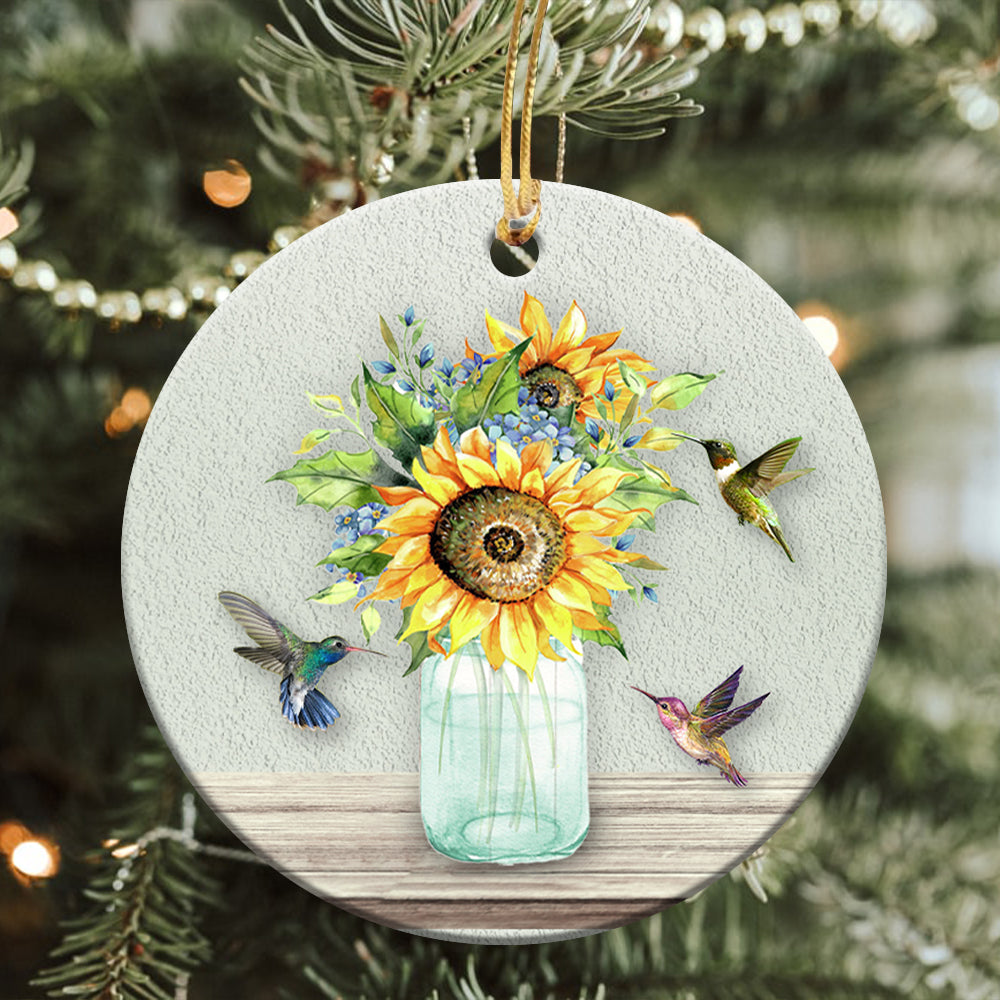 Hummingbird Something Wonderful Ceramic Circle Ornament - Decorative Ornament - Christmas Ornament