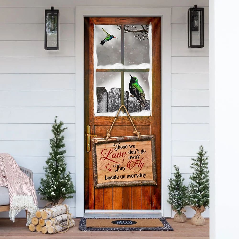 Hummingbird Those We Love Don't Go Away Door Cover - Religious Door Decorations - Christian Home Decor