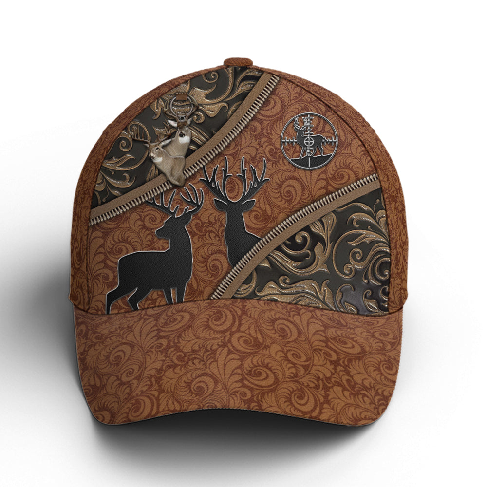 Hunting Deer Leather Style Baseball Cap
