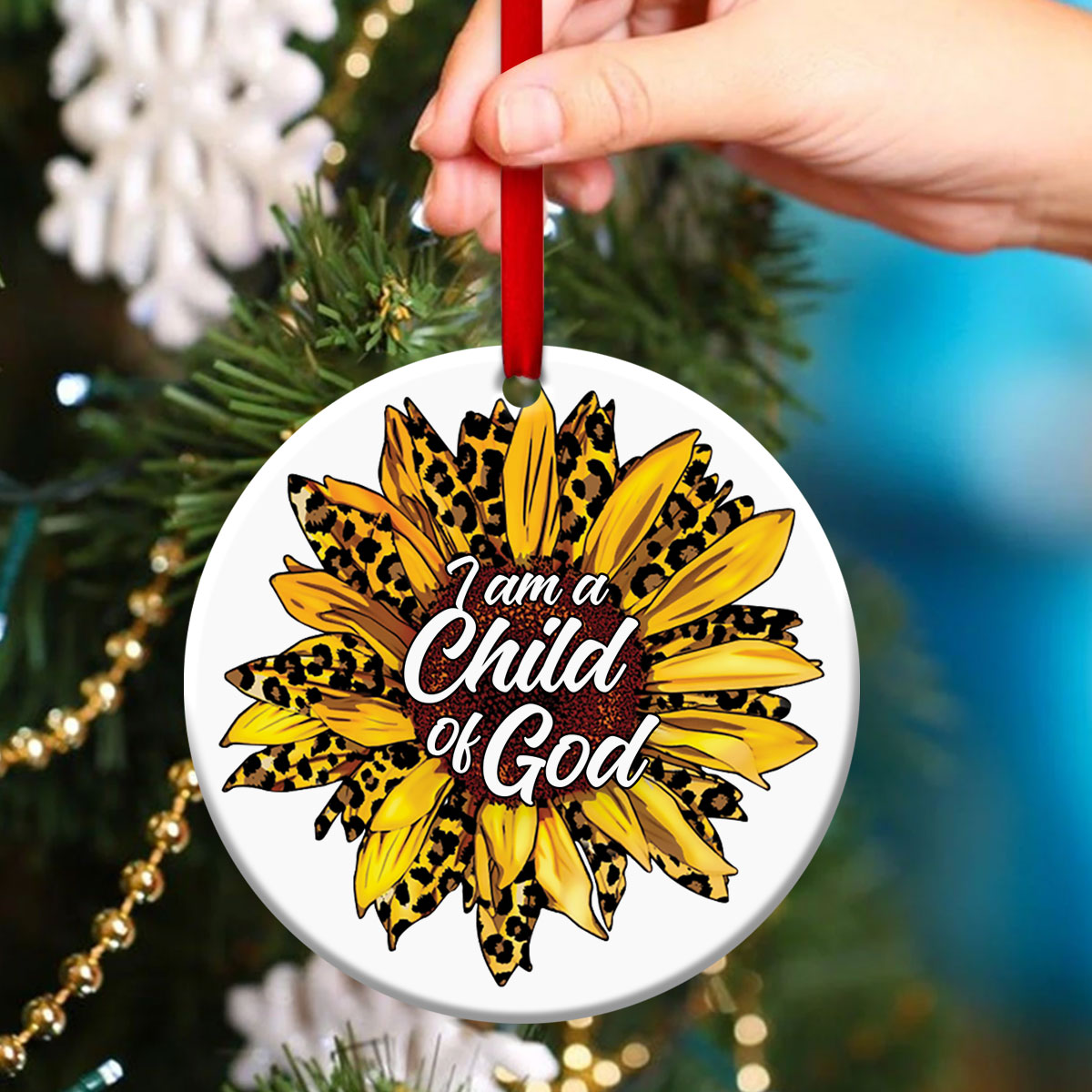 I Am A Child Of God - Christian Ceramic Circle Ornament - Christmas Decor - Funny Ornament