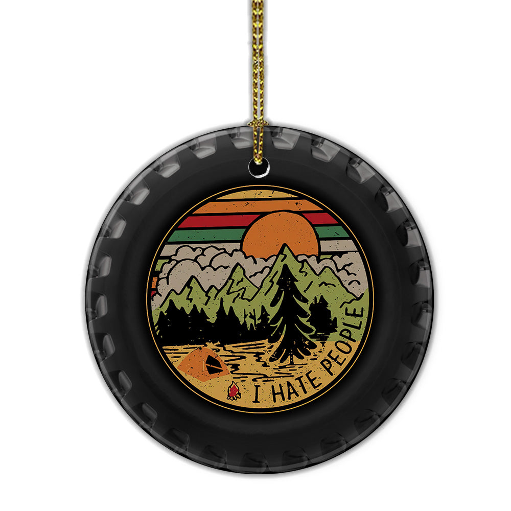 I Hate People Campervan Tire Ceramic Circle Ornament - Decorative Ornament - Christmas Ornament