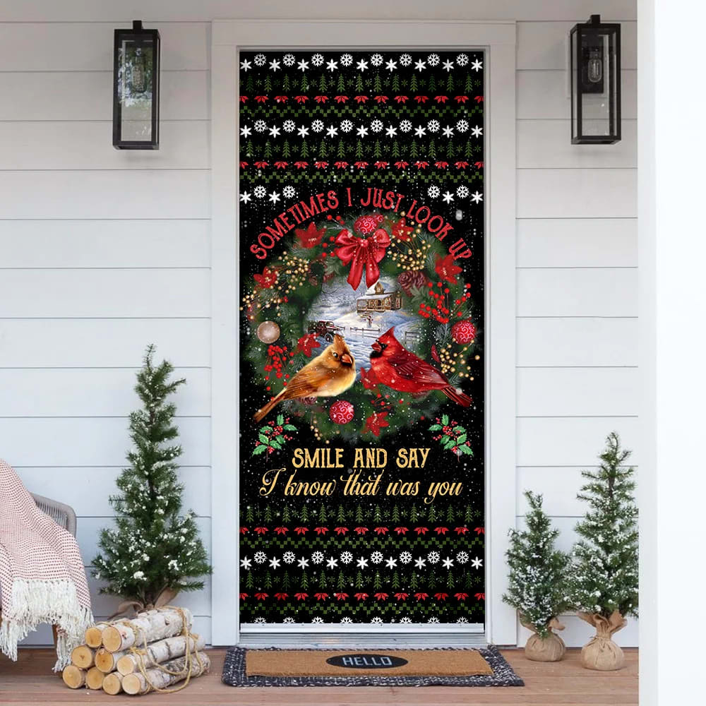 I Know That Was You Red Birds Door Cover - Religious Door Decorations
