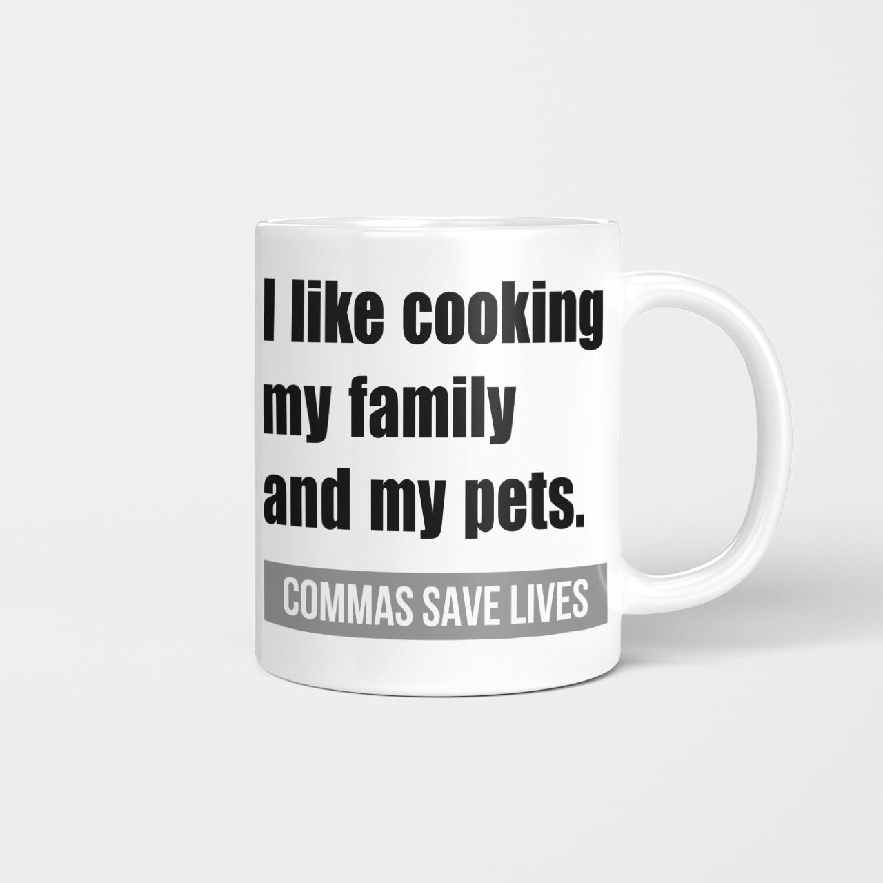 I Like Cooking My Family And My Pets, Commas Save Lives Mug