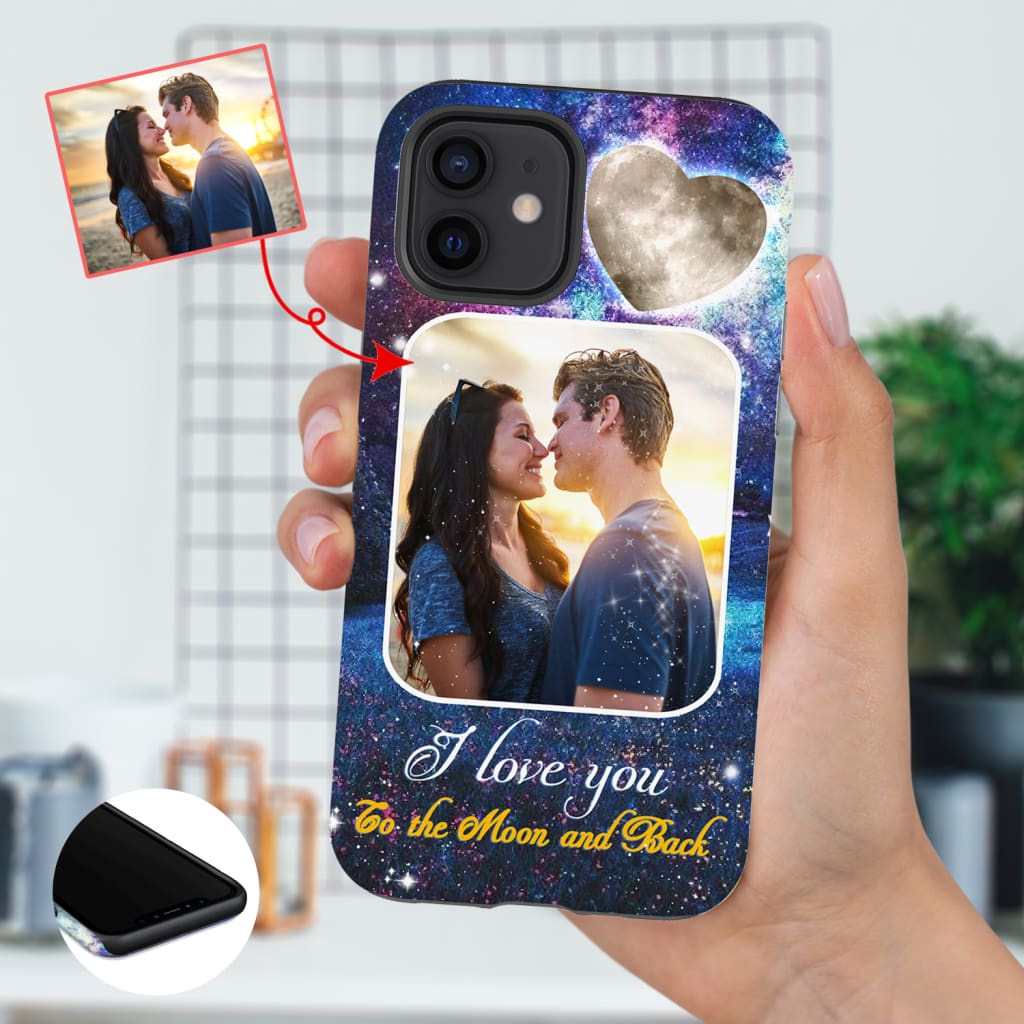 I Love You To The Moon And Back Personalized Photo Iphone Case - Inspirational Bible Scripture iPhone Cases