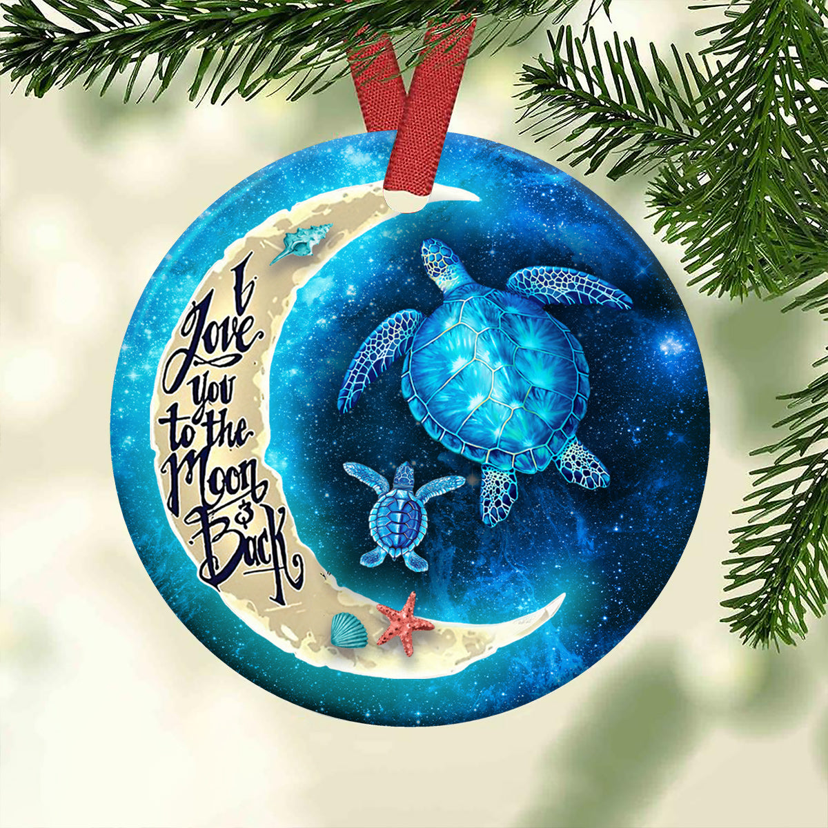 I Love You To The Moon Circle Ornament - Christmas Ornament - Ciaocustom