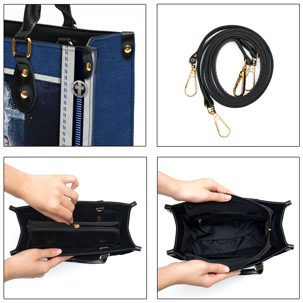 I Will Be With You Leather Bag - Custom Name Jesus Leather Handbag - Christian Gifts For Women