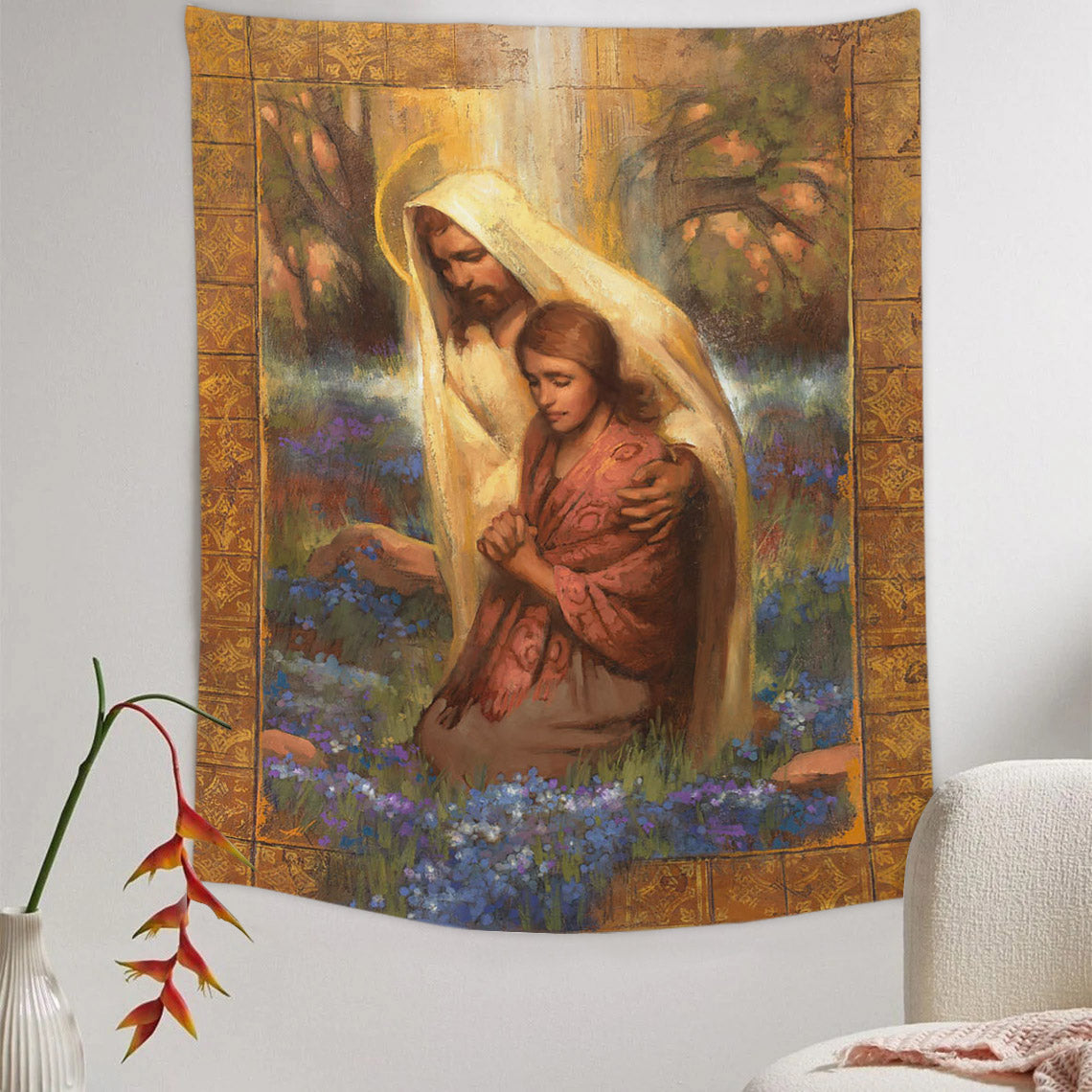 I Will Not Forget Thee Tapestry - Jesus Picture - Religious Tapestry - Christian Tapestry Wall Hangings