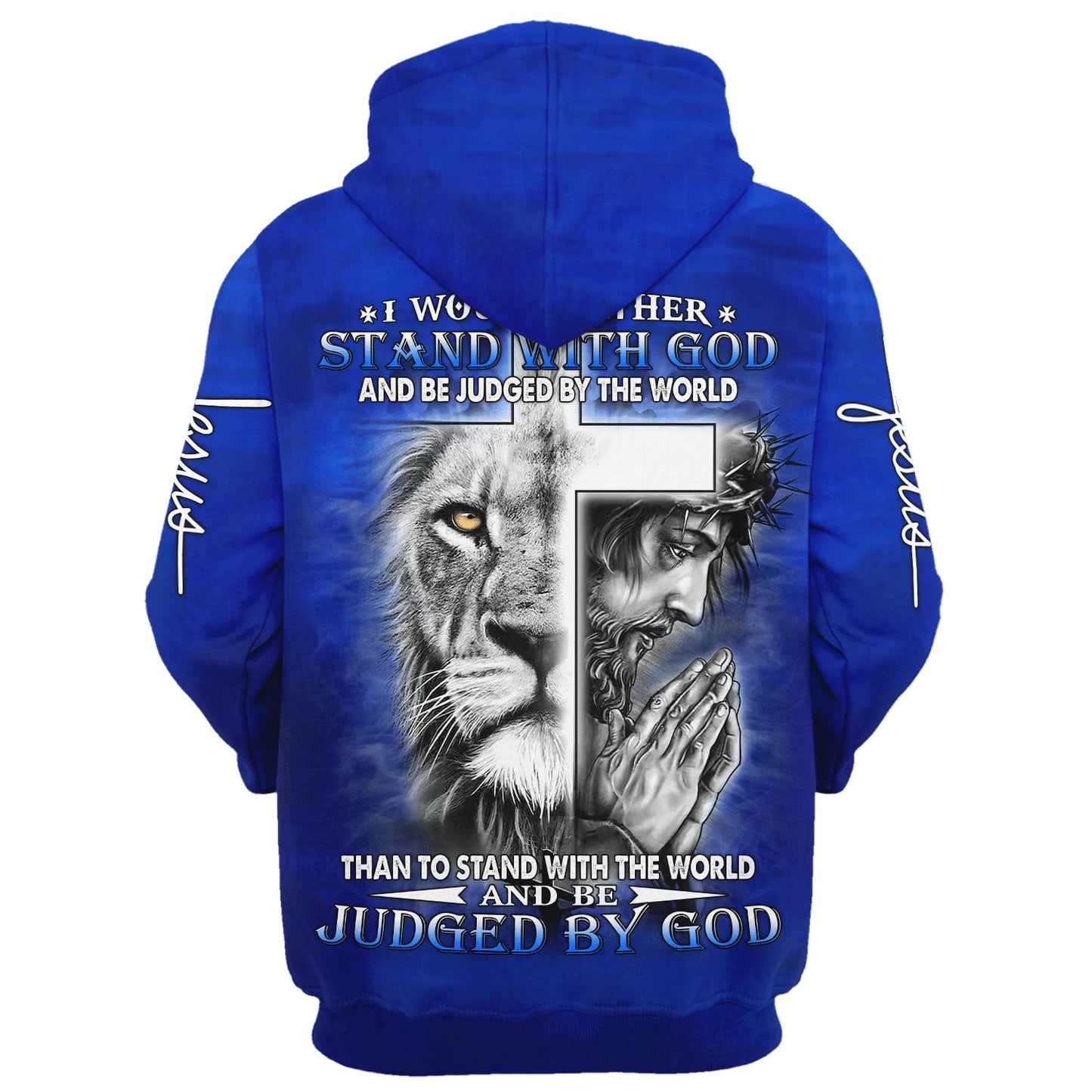 I Would Rather Stand With God - Jesus And Lion Hoodie - Men & Women Christian Hoodie - 3D Printed Hoodie
