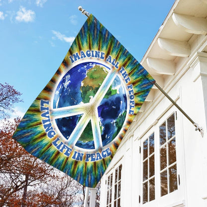 Imagine All The People Living Life In Peace Flag - Peace House Flags