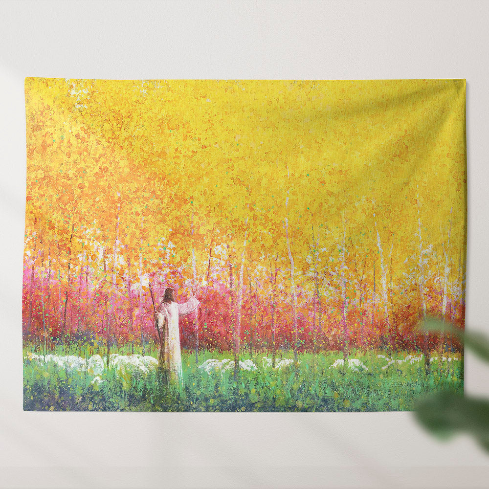 In His Light - Jesus And Lamb Tapestry - Jesus Tapestry - Religious Wall Decor - Bible Tapestry - Christian Wall Tapestry - Christian Gift -Ciaocustom