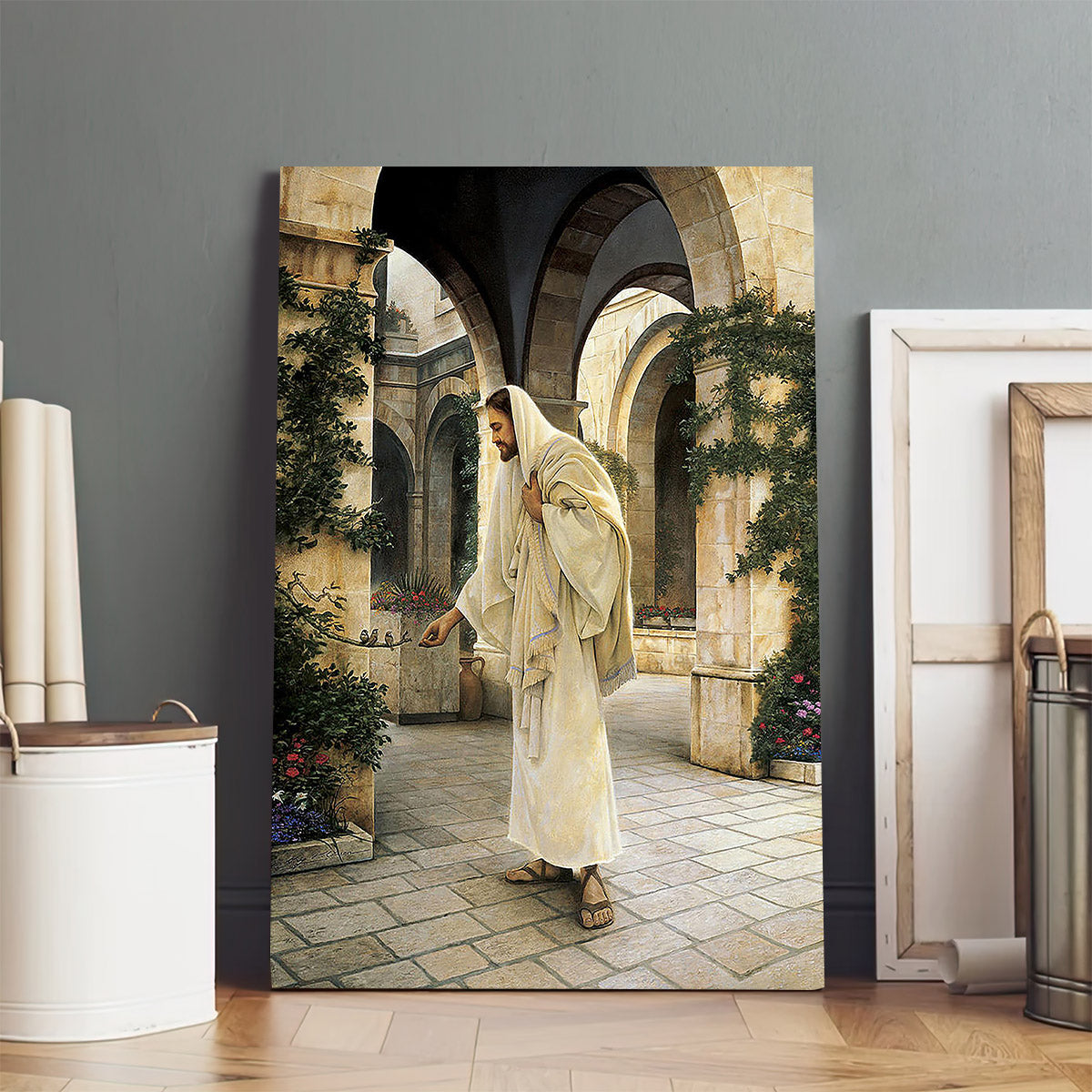 In His Constant Care Canvas Wall Art - Jesus Canvas Pictures - Christian Wall Art
