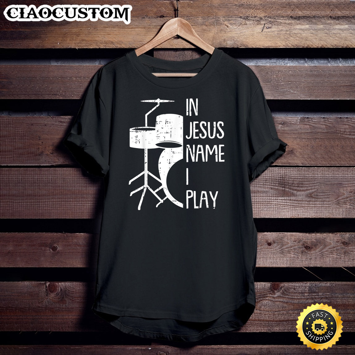 In Jesus Name Christmas Cool I Play Drum Christian Drummer T-Shirt - Christian Shirt