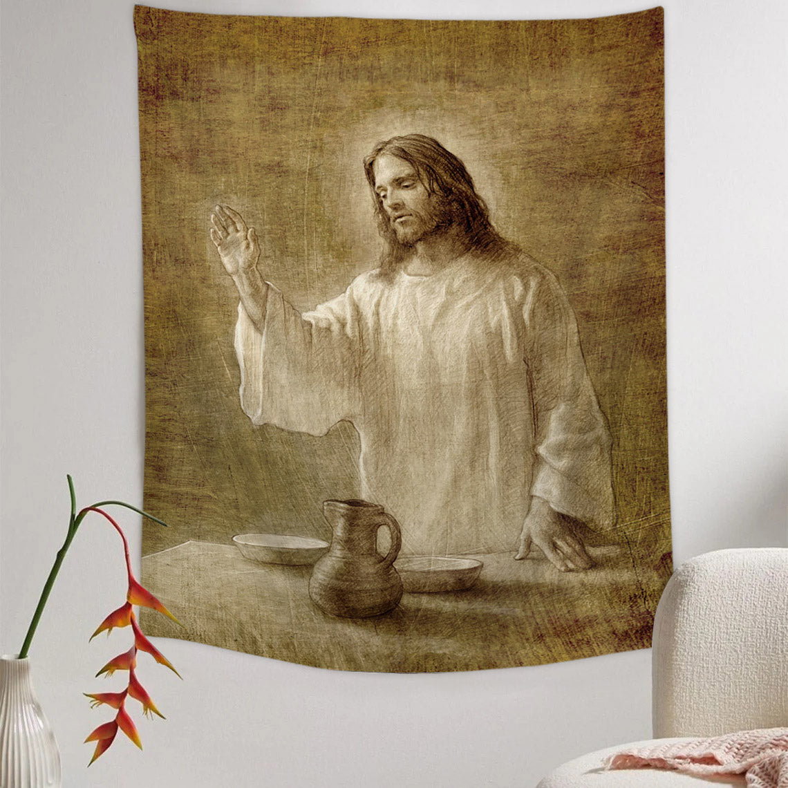 In Remembrance Tapestry - Jesus Picture - Religious Tapestry - Christian Tapestry Wall Hangings