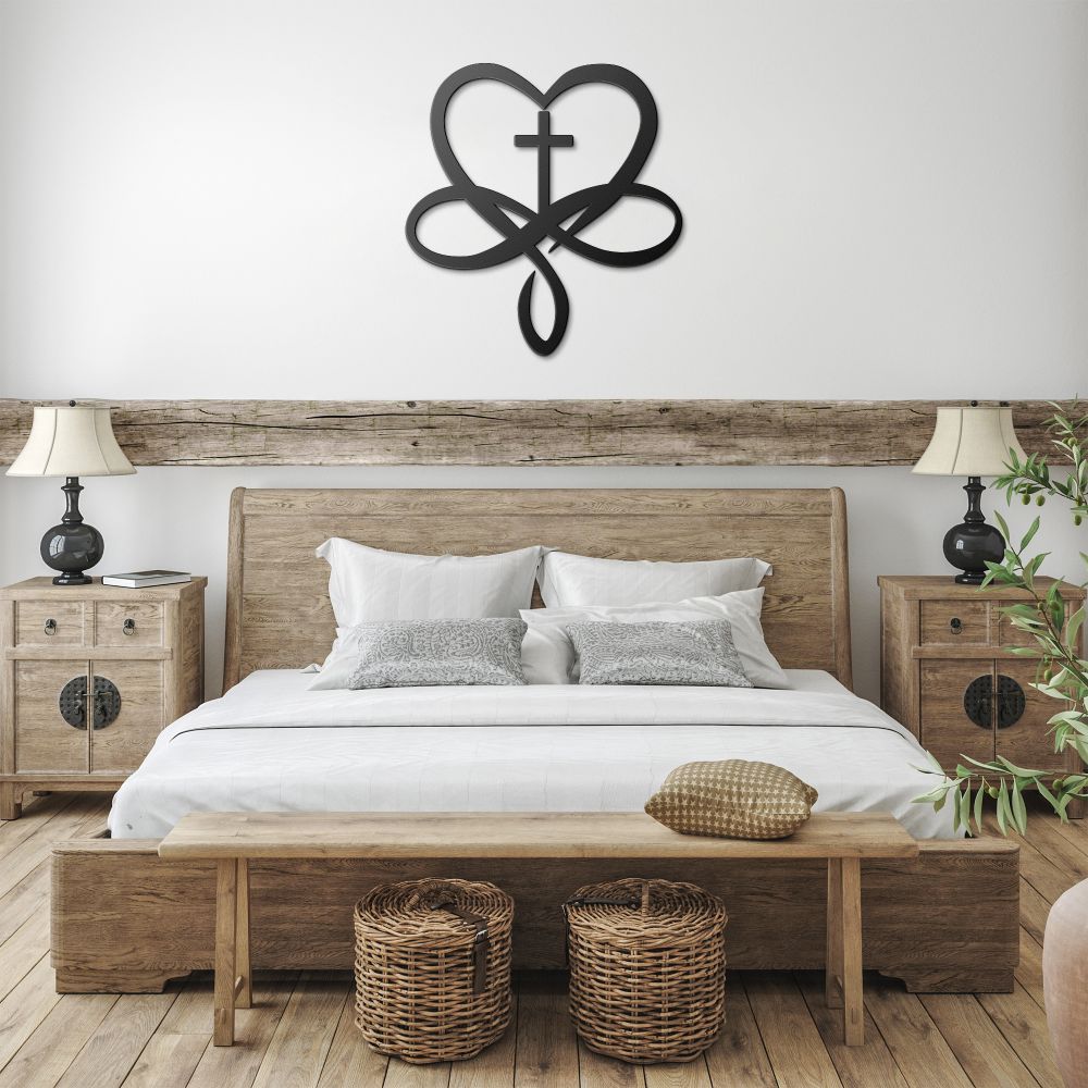 Infinite Love Cross Metal Sign - Christian Metal Wall Art - Religious Metal Wall Decor