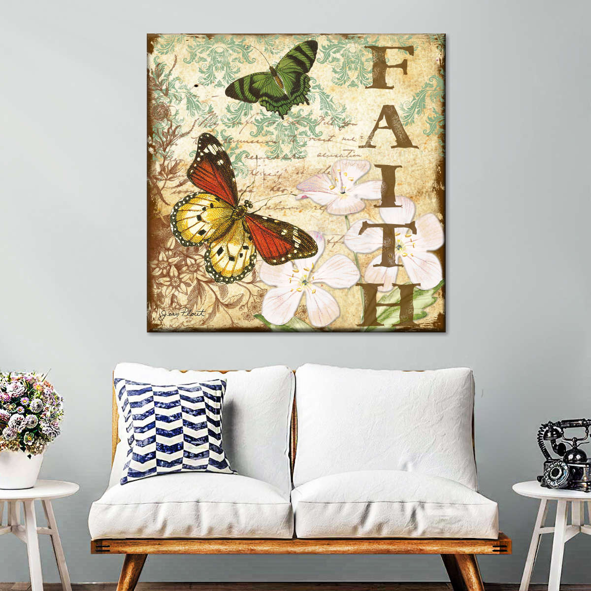 Inspirational Butterflies IV Square Canvas Wall Art - Christian Wall Decor - Christian Wall Hanging
