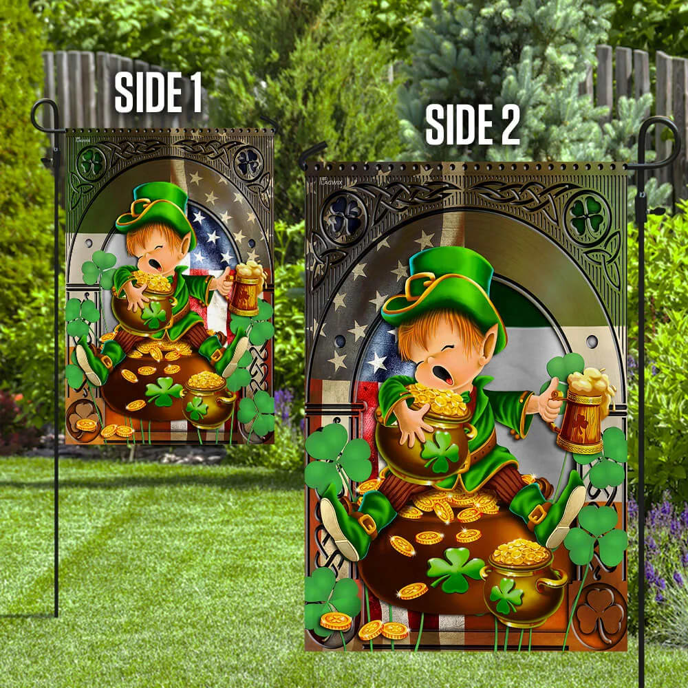Irish American Leprechaun Happy St. Patrick's Day House Flag - St Patrick's Day Garden Flag - St. Patrick's Day Decorations