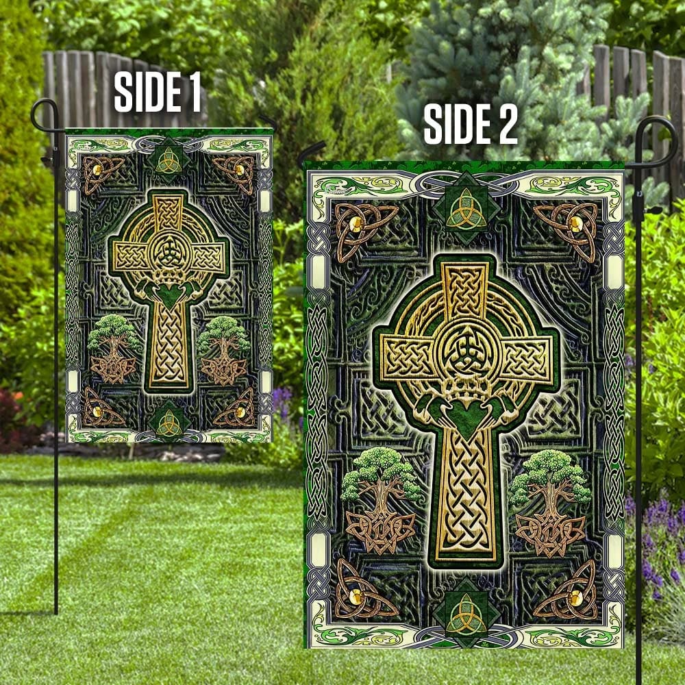 Irish Celtic Cross Happy Saint Patrick's Day House Flag - St Patrick's Day Garden Flag - St. Patrick's Day Decorations