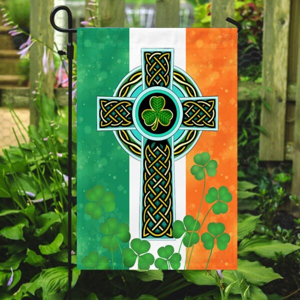 Irish Celtic Knot Cross House Flag - St Patrick's Day Garden Flag - St. Patrick's Day Decorations