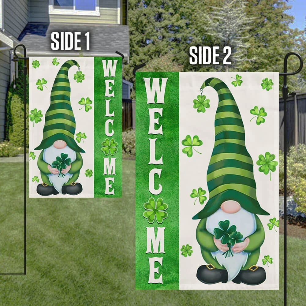 Irish Gnome Welcome House Flag - St Patrick's Day Garden Flag - St. Patrick's Day Decorations