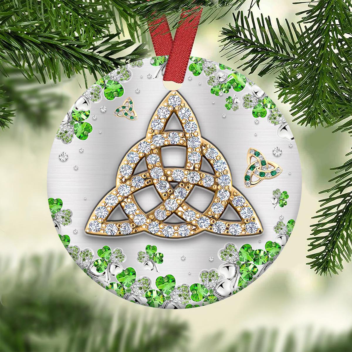 Irish Jewelry Style Ceramic Circle Ornament - Decorative Ornament - Christmas Ornament