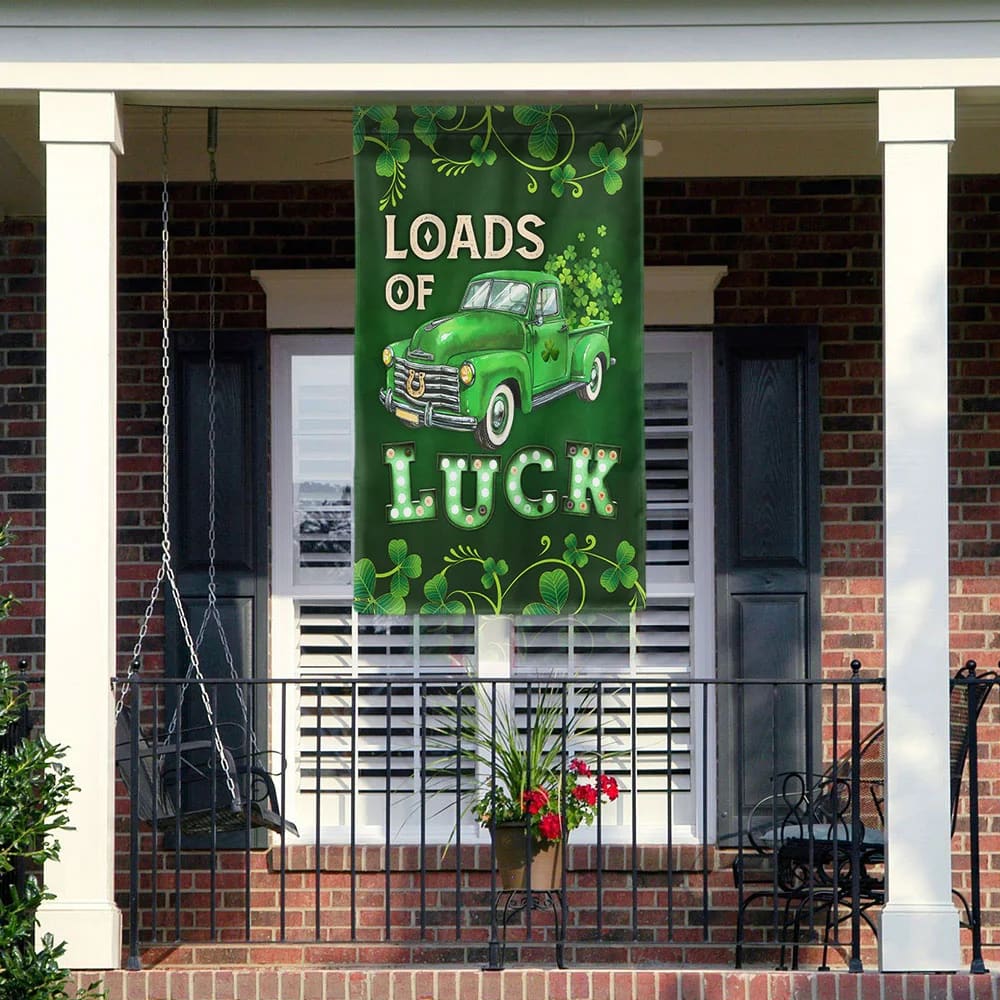 Irish Shamrock Loads Of Luck House Flag - St Patrick's Day Garden Flag - St. Patrick's Day Decorations