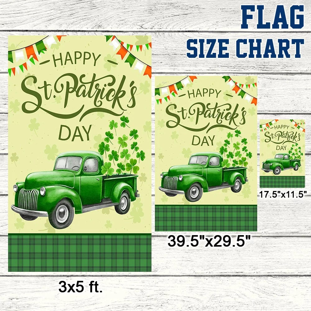 Irish Shamrock Truck House Flag - St Patrick's Day Garden Flag - St. Patrick's Day Decorations