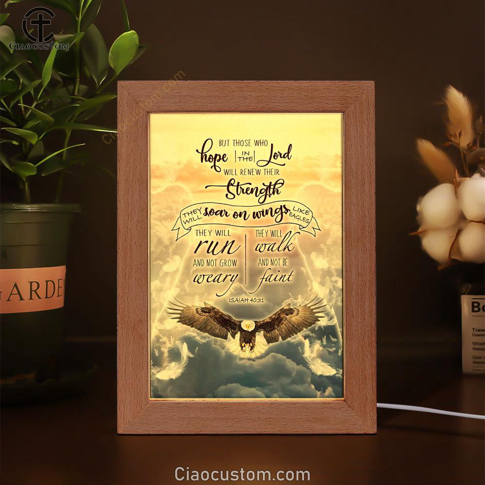 Isaiah 4031 Those Who Hope In The Lord Bible Verse Wooden Lamp Art - Bible Verse Wooden Lamp - Scripture Night Light