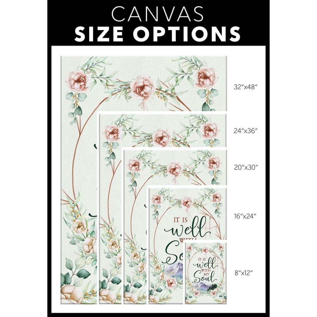 It Is Well With My Soul Floral Christian Canvas Wall Art - Christian Canvas Prints - Bible Verse Canvas