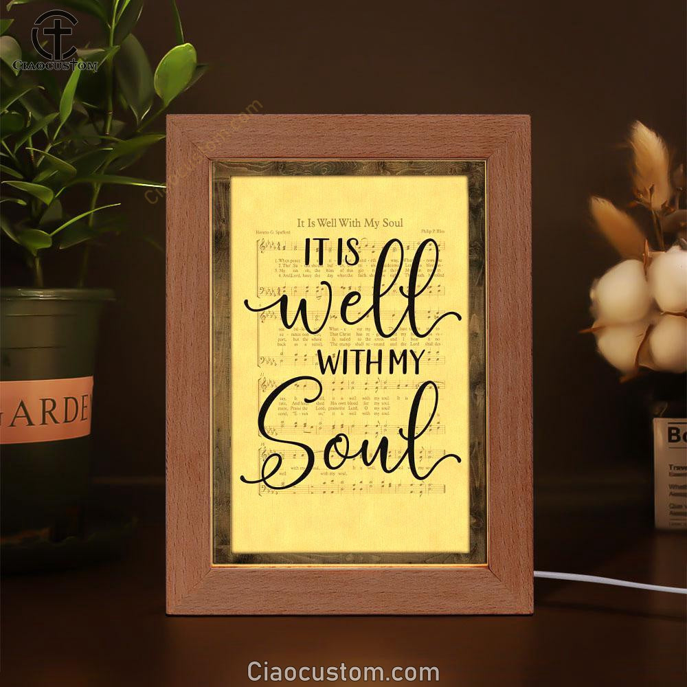It Is Well With My Soul Hymn Sheet Music Christian Frame Lamp Prints - Bible Verse Wooden Lamp - Scripture Night Light