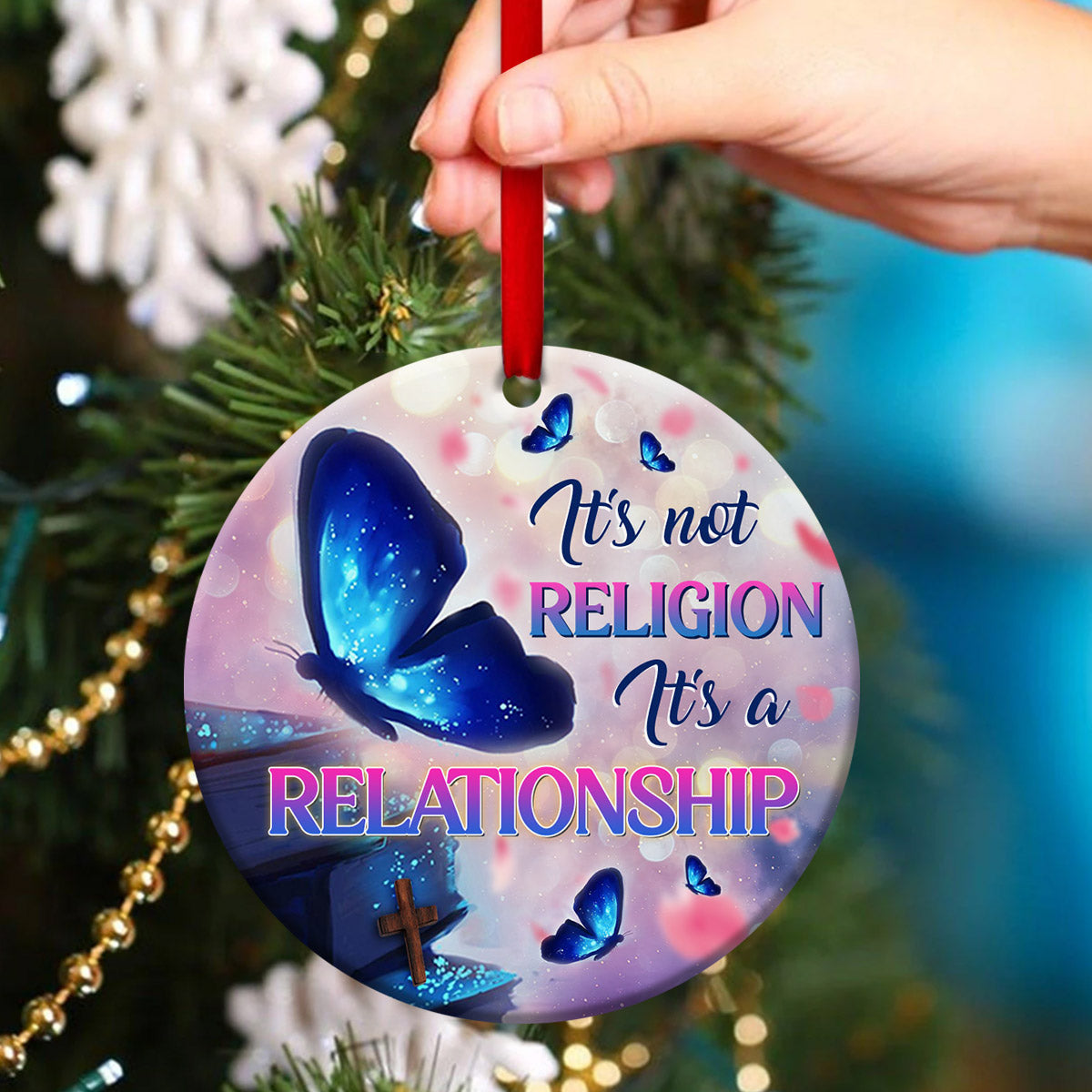 It's A Relationship With God - Unique Butterfly Ceramic Circle Ornament - Ornaments Hanging Gift