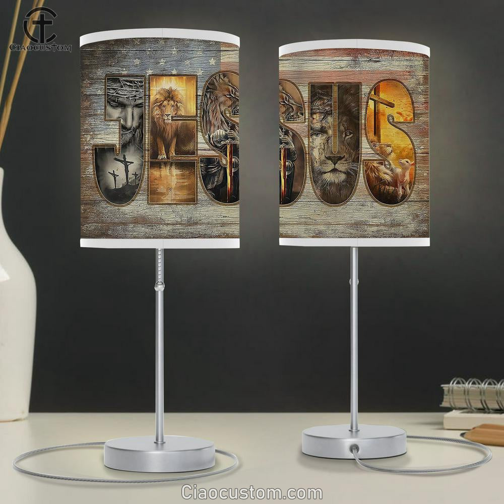 Jesus 4th Of July Table Lamp Prints - Jesus Christ Table Lamp - Christian Table Lamp Prints