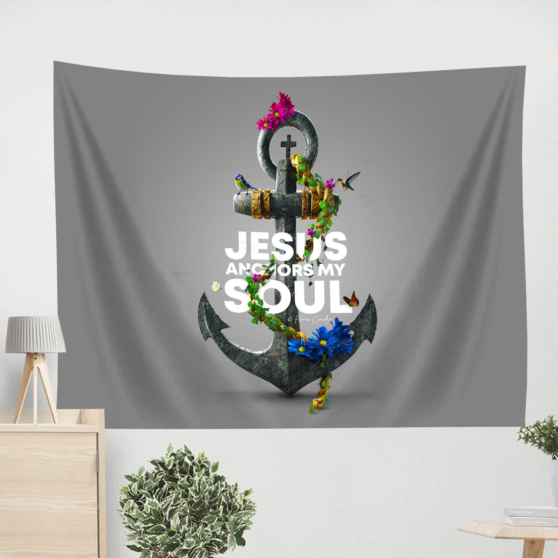 Jesus Anchors My Soul Hebrews 6 19 - Religious Tapestry - Tapestry Wall Hanging