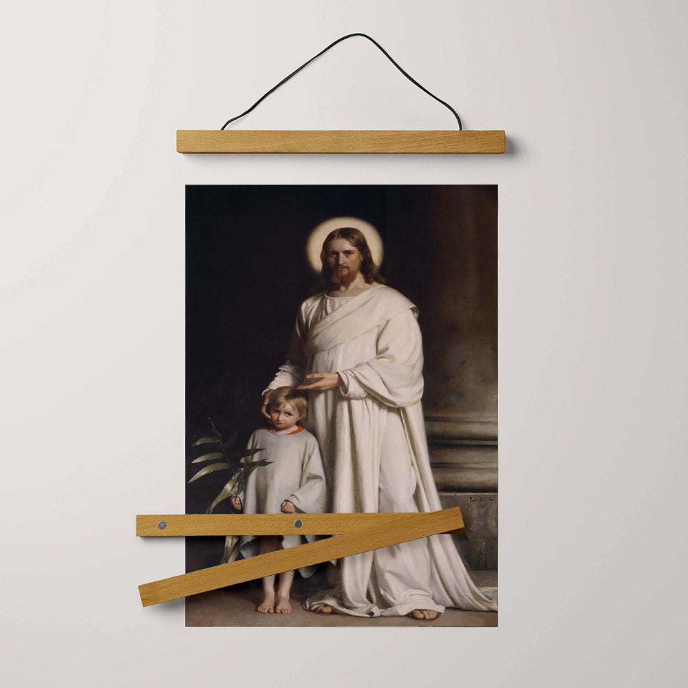 Jesus And A Child Picture - Christ With Boy Hanging Canvas Wall Art - Christian Wall Decor - Religious Canvas