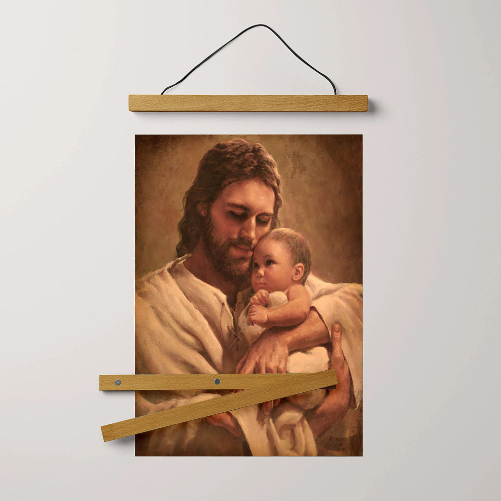 Jesus And A Child Picture - In The Arms Of His Love Hanging Canvas Wall Art - Christian Wall Decor - Religious Canvas