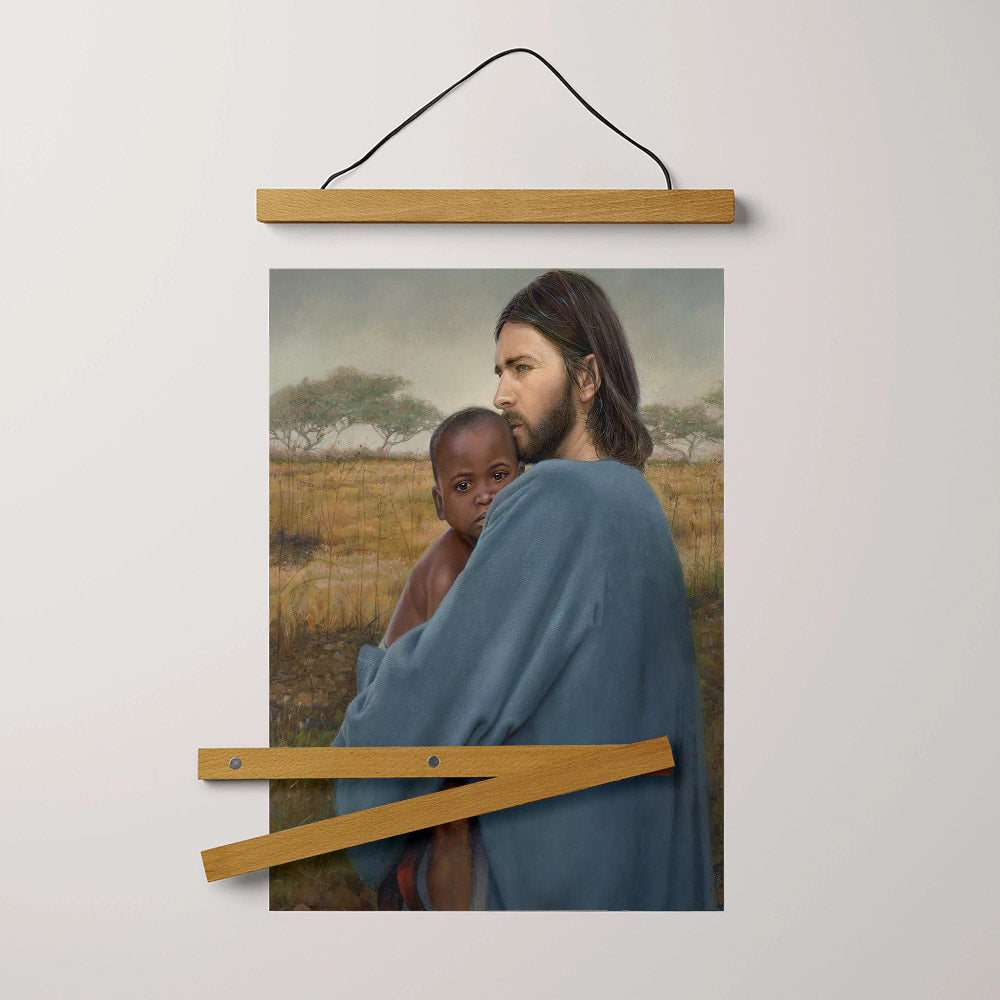 Jesus And A Child Picture - Worth Of A Soul Hanging Canvas Wall Art - Christian Wall Decor - Religious Canvas