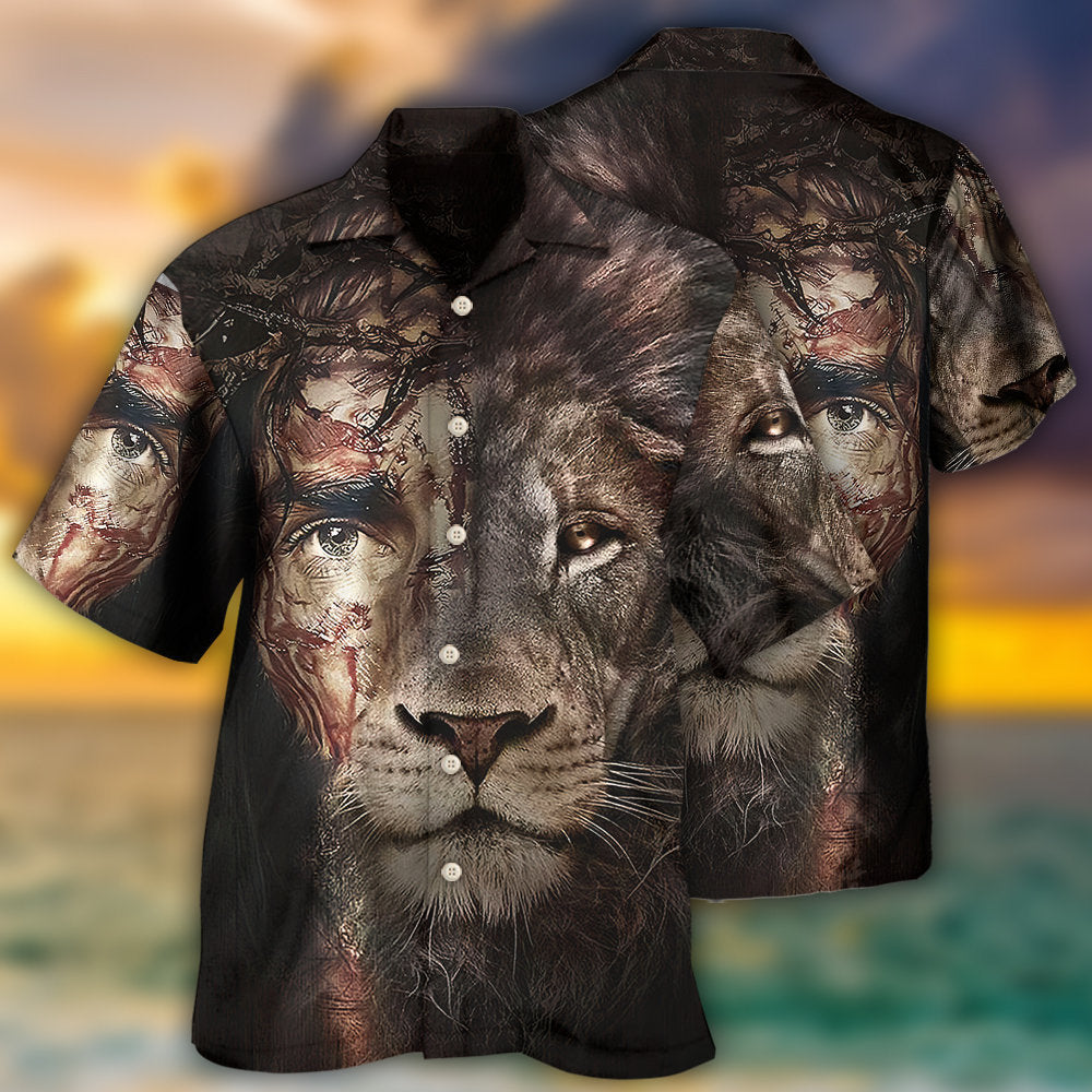 Jesus And Lion Hawaiian Shirt - Christian Hawaiian Shirts For Men & Women
