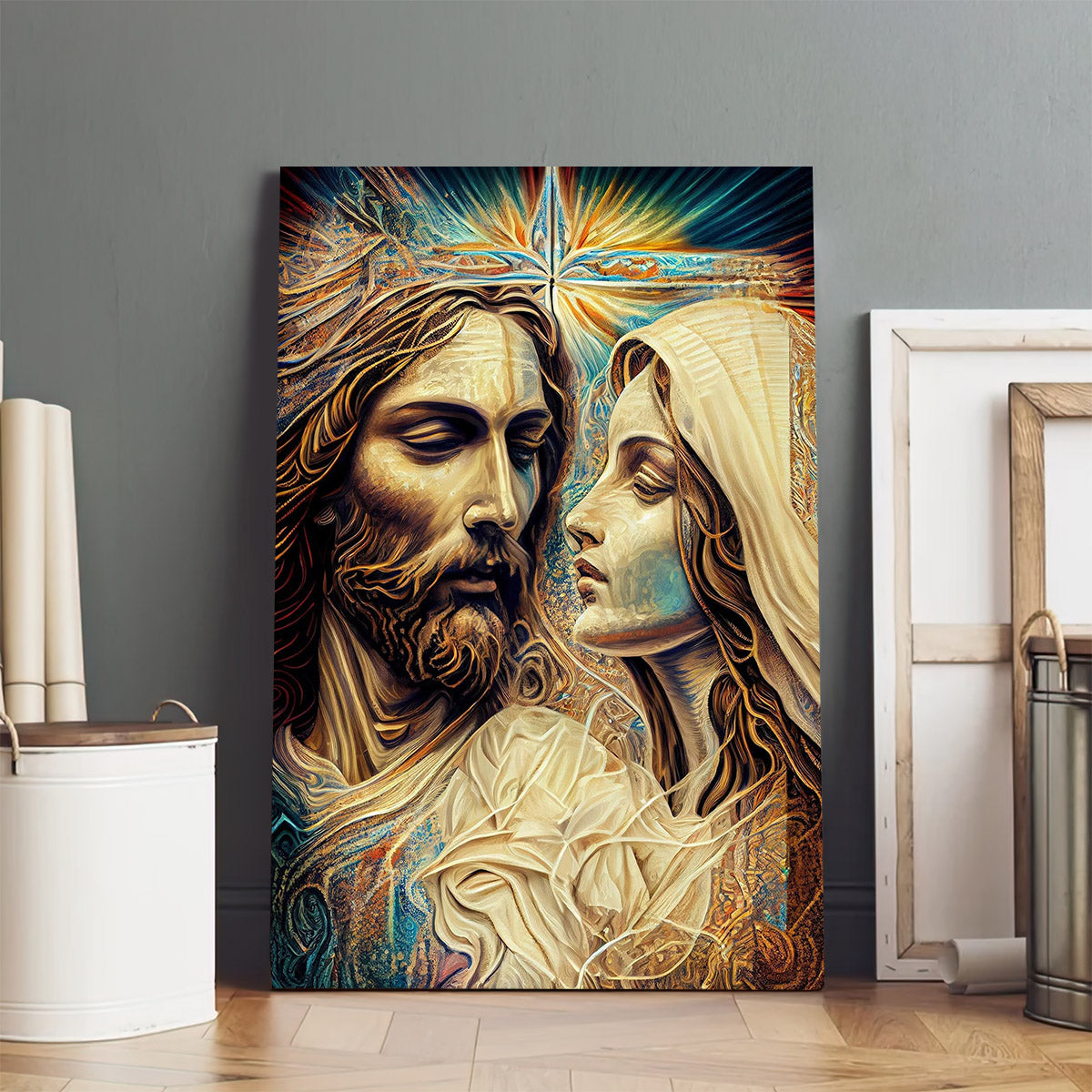 Jesus And Mary Abstract Style - Jesus Canvas Pictures - Christian Wall Art