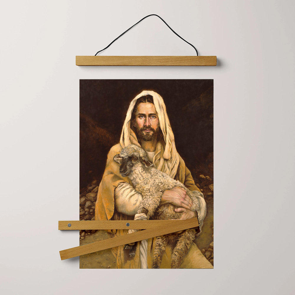 Jesus And The Lamb Picture - Bind Up The Broken Hearted Portrait Hanging Canvas Wall Art - Christian Wall Decor - Religious Canvas