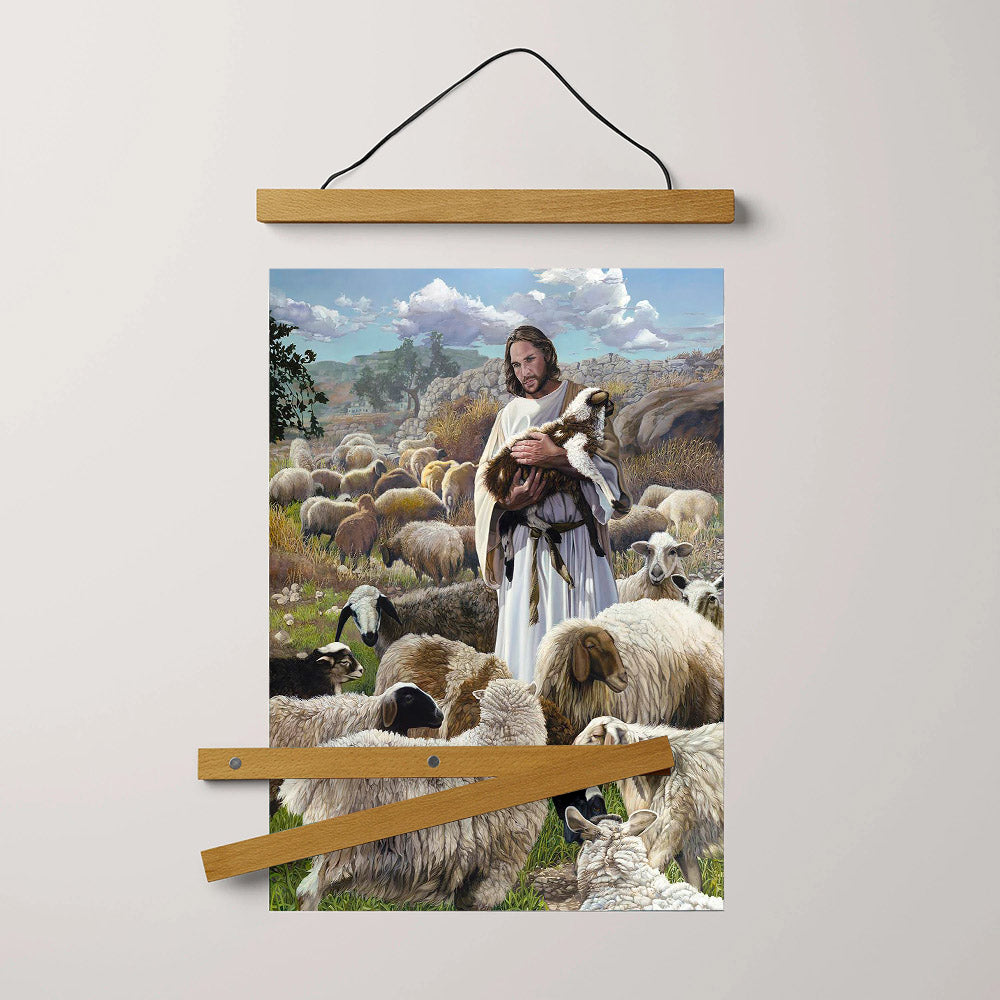 Jesus And The Lamb Picture - Finding The One Portrait Hanging Canvas Wall Art - Christian Wall Decor - Religious Canvas