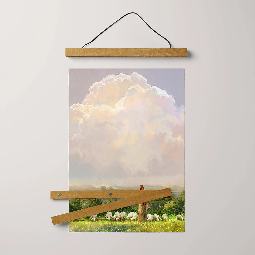 Jesus And The Lamb Picture - I Shall Not Want Portrait Hanging Canvas Wall Art - Christian Wall Decor - Religious Canvas