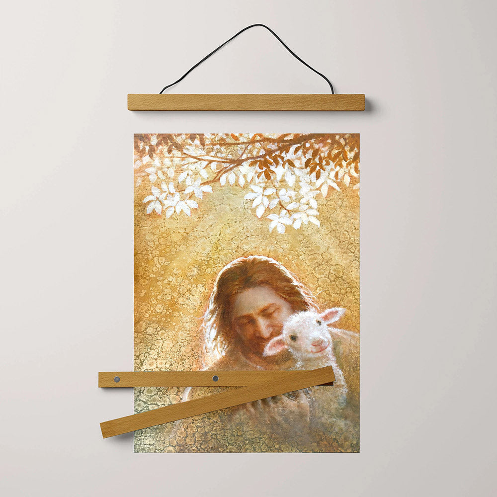 Jesus And The Lamb Picture - In Gods Favor Portrait Hanging Canvas Wall Art - Christian Wall Decor - Religious Canvas