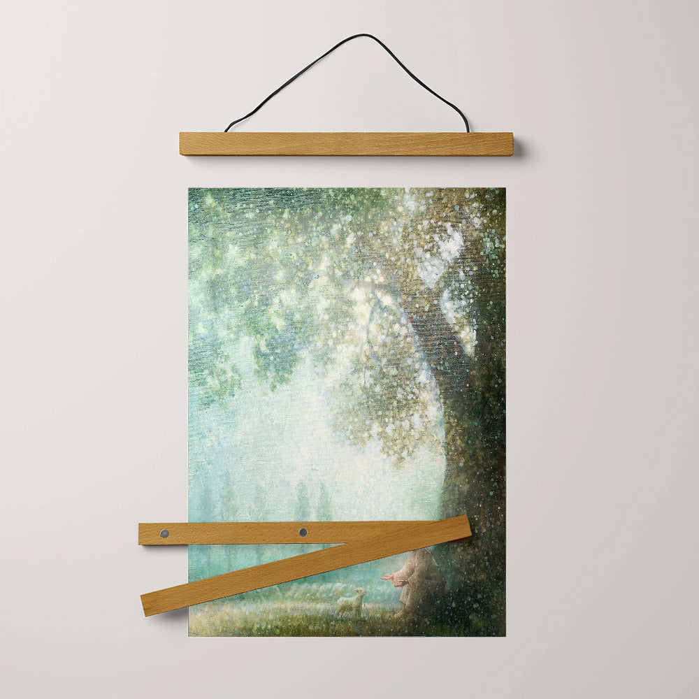 Jesus And The Lamb Picture - One By One (2) Portrait Hanging Canvas Wall Art - Christian Wall Decor - Religious Canvas